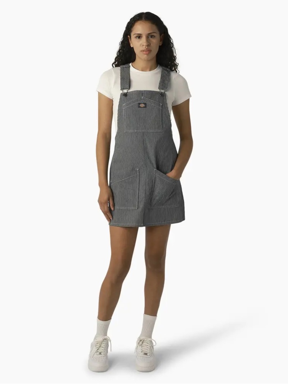 Dickies Women’s Bib Overalls Dress in Hickory Stripe